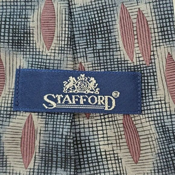 Stafford Abstract Blue Purple‎ Silk Wide Tie - Picture 3 of 6